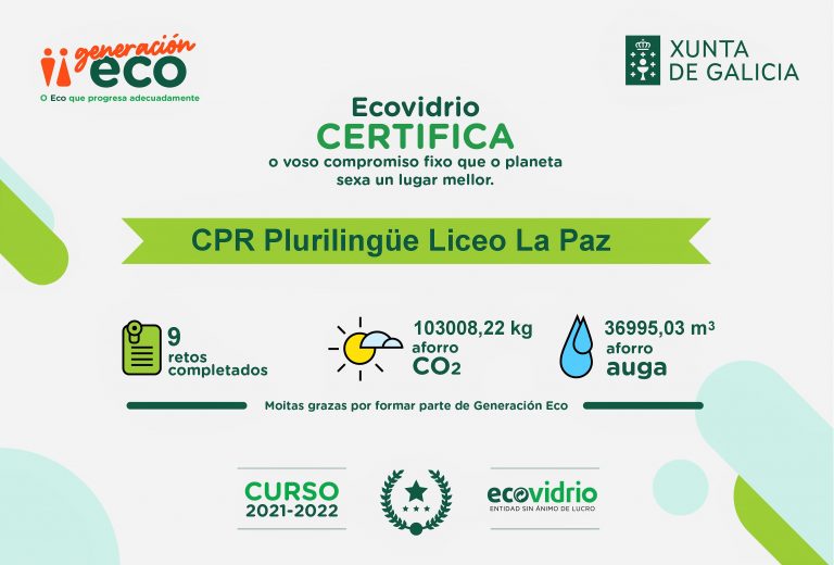 Certificado Generación Eco Liceo La PazLiceo La Paz